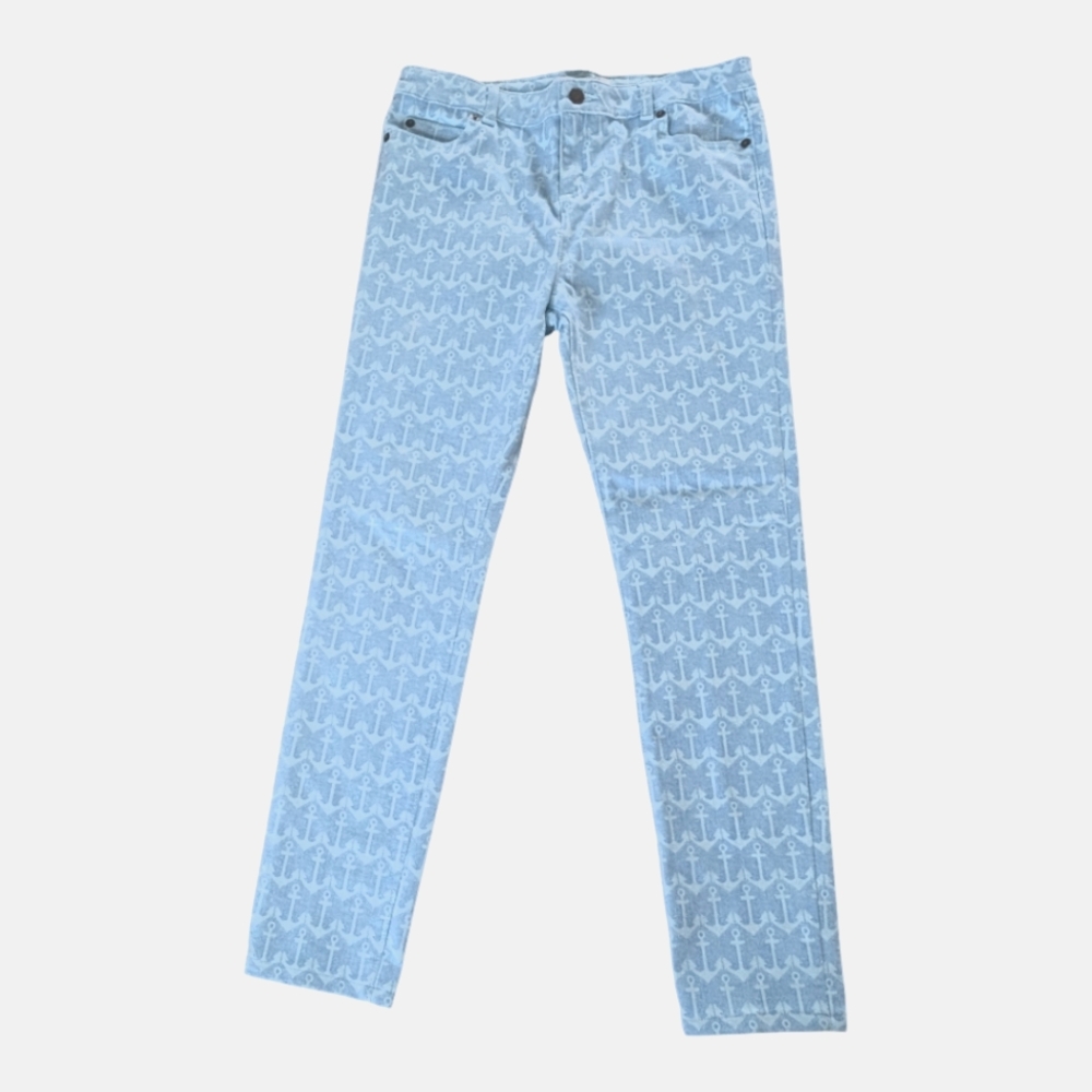 Vineyard Vines Girls Micro Dot Anchor Print Ankle Jeans Size 16